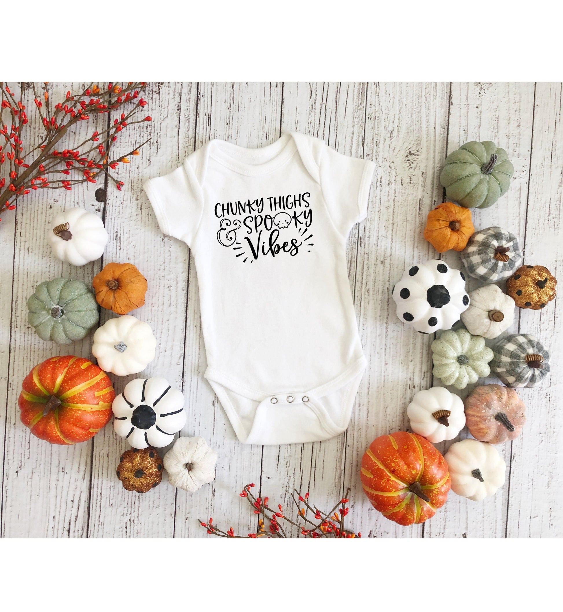 Chunky Thighs and Spooky Vibes Infant Fine Jersey Bodysuit,Cute Fall Onesie,Autumn Baby Onsie,My First Fall Cozy Baby Clothes,Halloween Gift