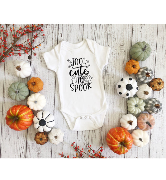 Too Cute to Spook Infant Fine Jersey Bodysuit, Spooky Halloween Baby Onesie Outfit, Autumn Fall Baby Gift, Cute Fall Outfit Baby Girl or Boy