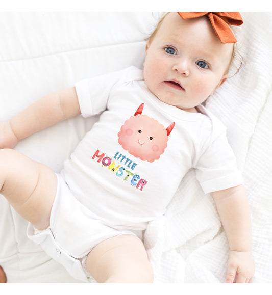 Cute Pink Little Monster Baby Infant Fine Jersey Bodysuit, Cute Baby Shower Gift, Funny Baby Onesie, Adorable Pink Baby Monster Outfit