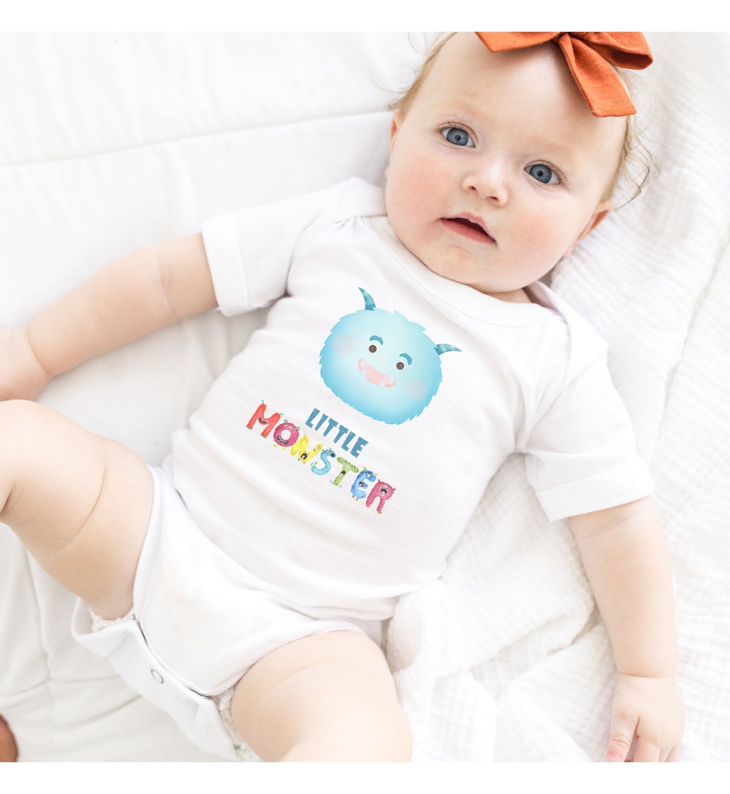 Baby Blue Little Monster Baby Infant Fine Jersey Bodysuit, Cute Baby Shower Gift, Funny Baby Onesie, Adorable Blue Baby Monster Outfit