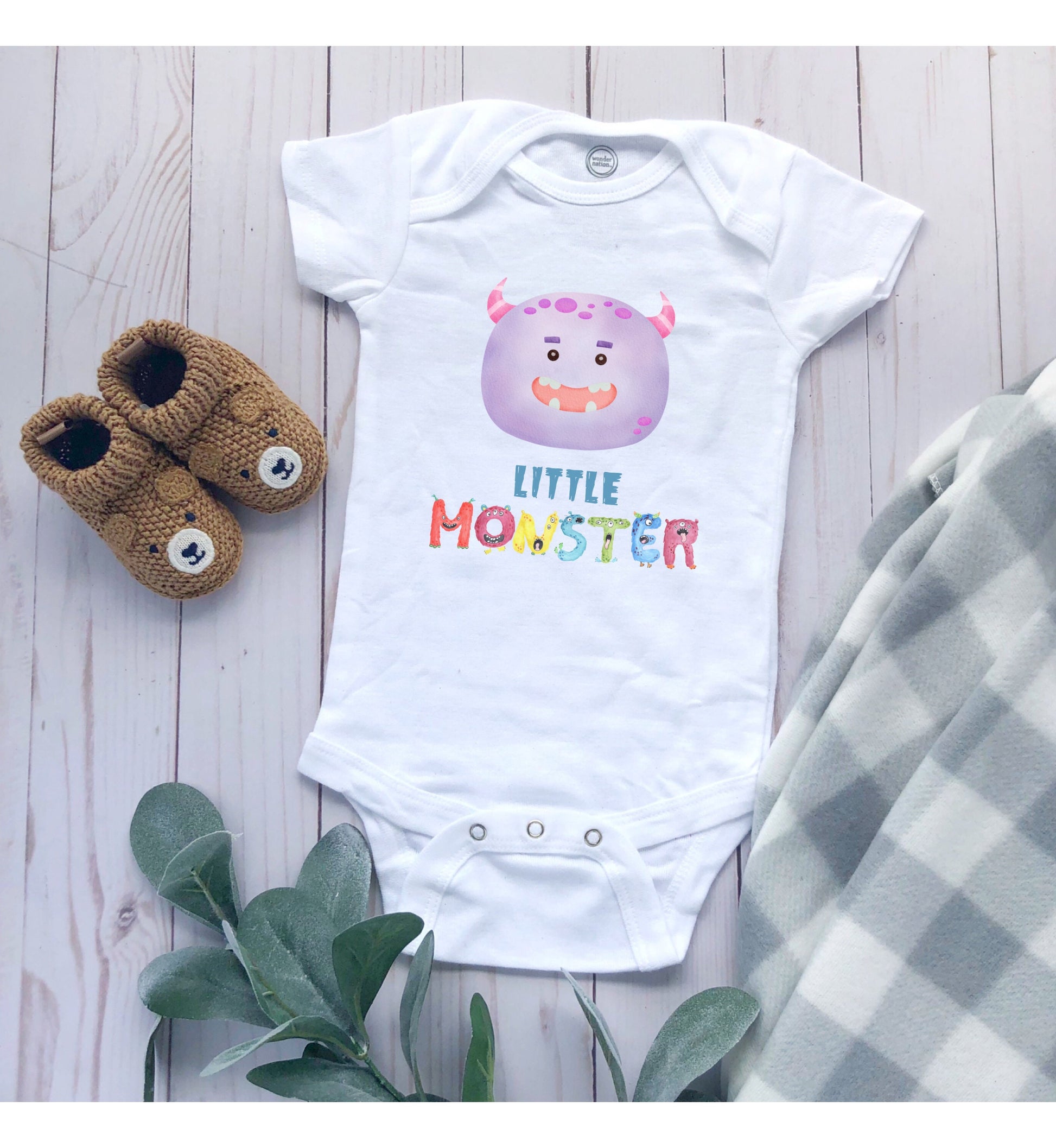 Little Purple Monster Baby Infant Fine Jersey Bodysuit, Cute Baby Shower Gift, Funny Baby Onesie, Adorable Purple Baby Monster Outfit
