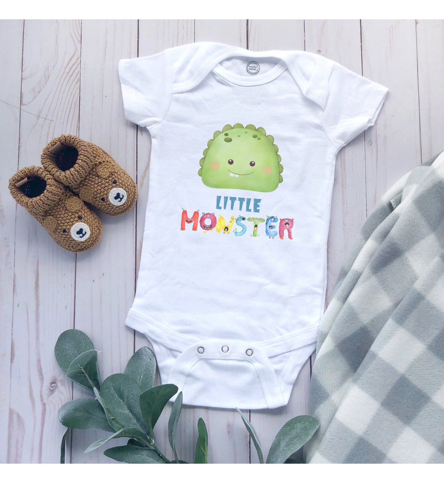 Little Green Monster Baby Infant Fine Jersey Bodysuit, Cute Baby Shower Gift, Funny Baby Onesie, Adorable Green Baby Monster Outfit