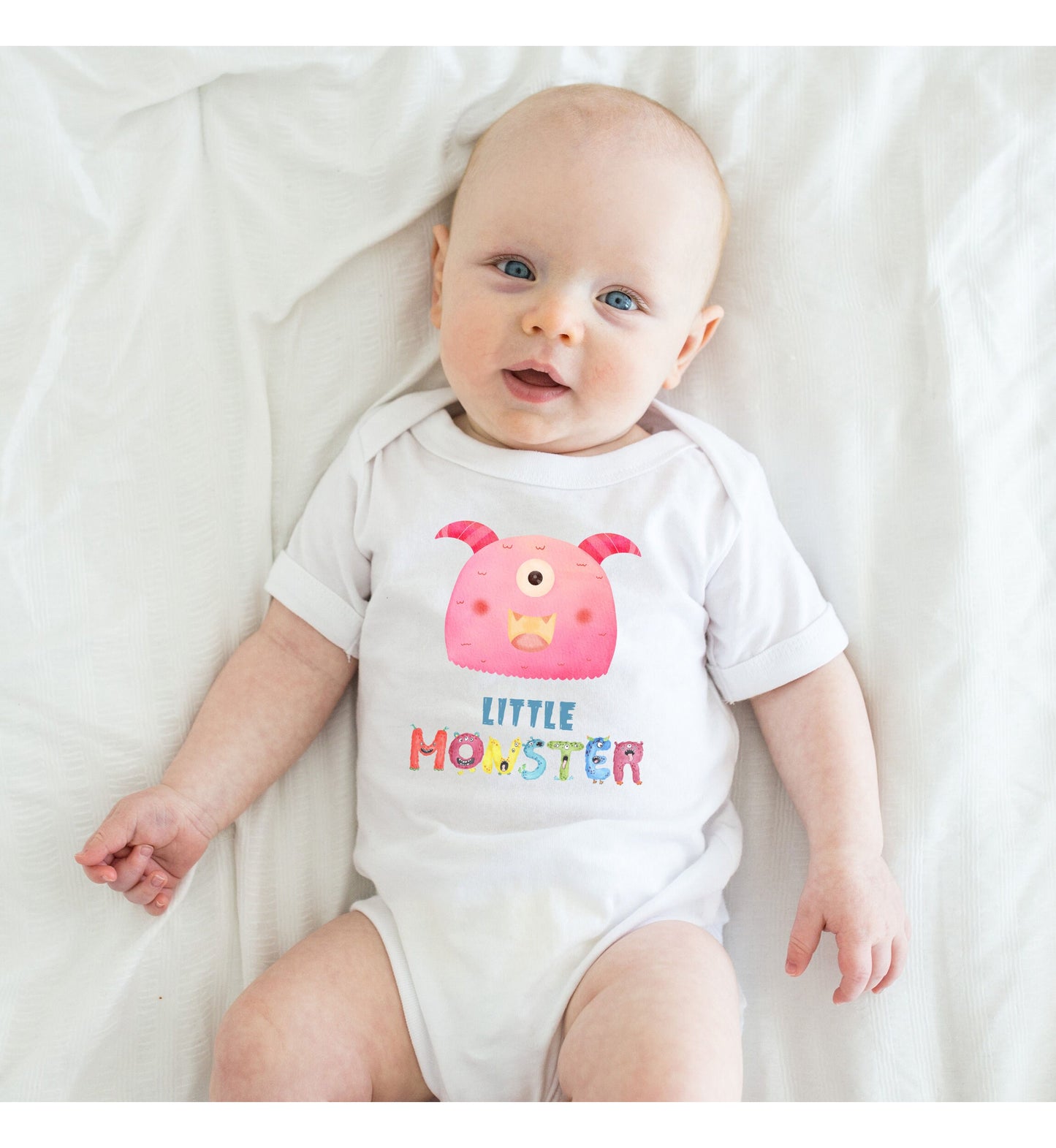 One Eyed Little Monster Baby Infant Fine Jersey Bodysuit, Cute Baby Shower Gift, Funny Baby Onesie, Adorable Pink Baby Monster Outfit