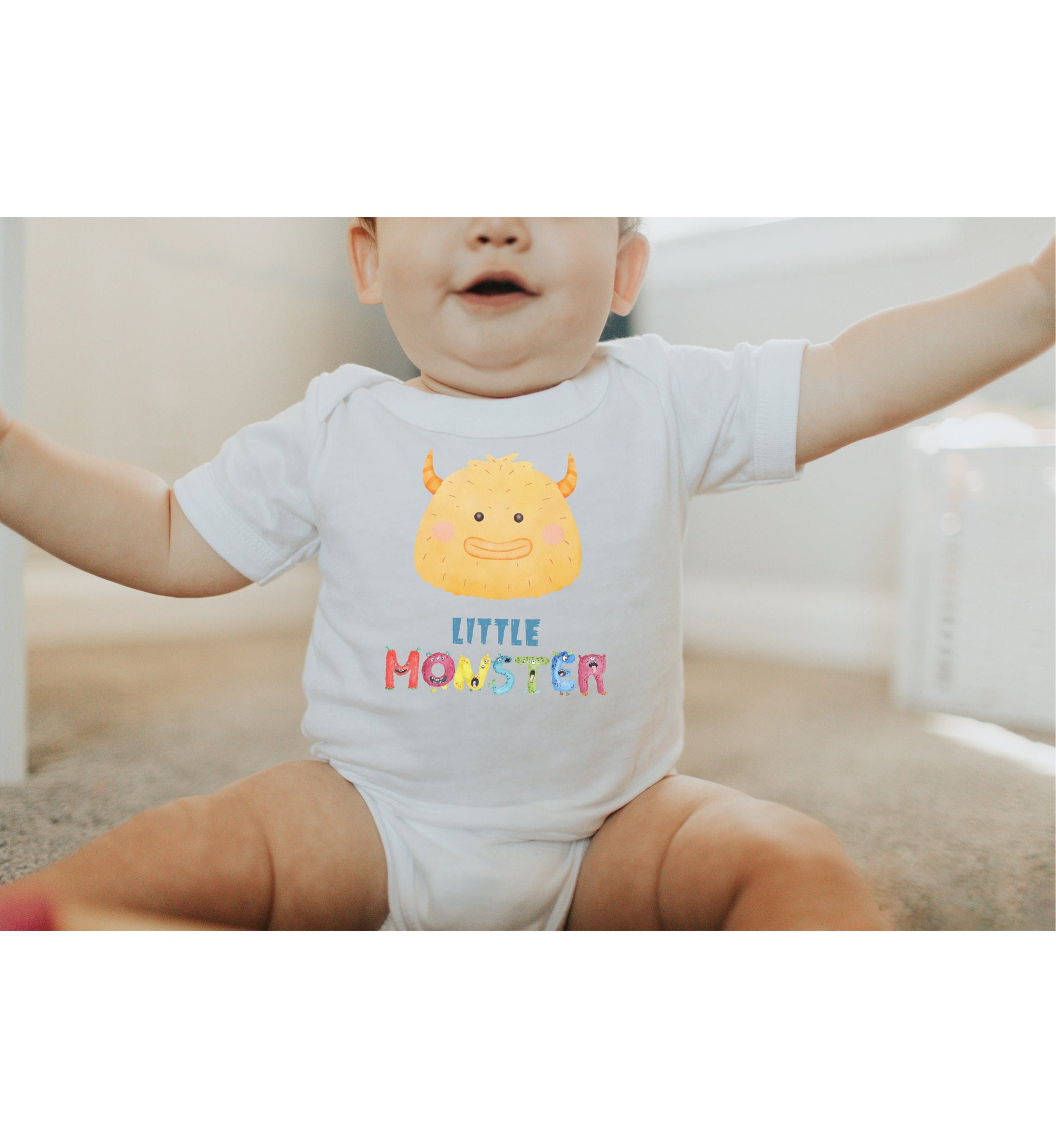 Little Monster Baby Infant Fine Jersey Bodysuit, Cute Baby Shower Gift, Funny Baby Onesie, Adorable Yellow Baby Monster Outfit