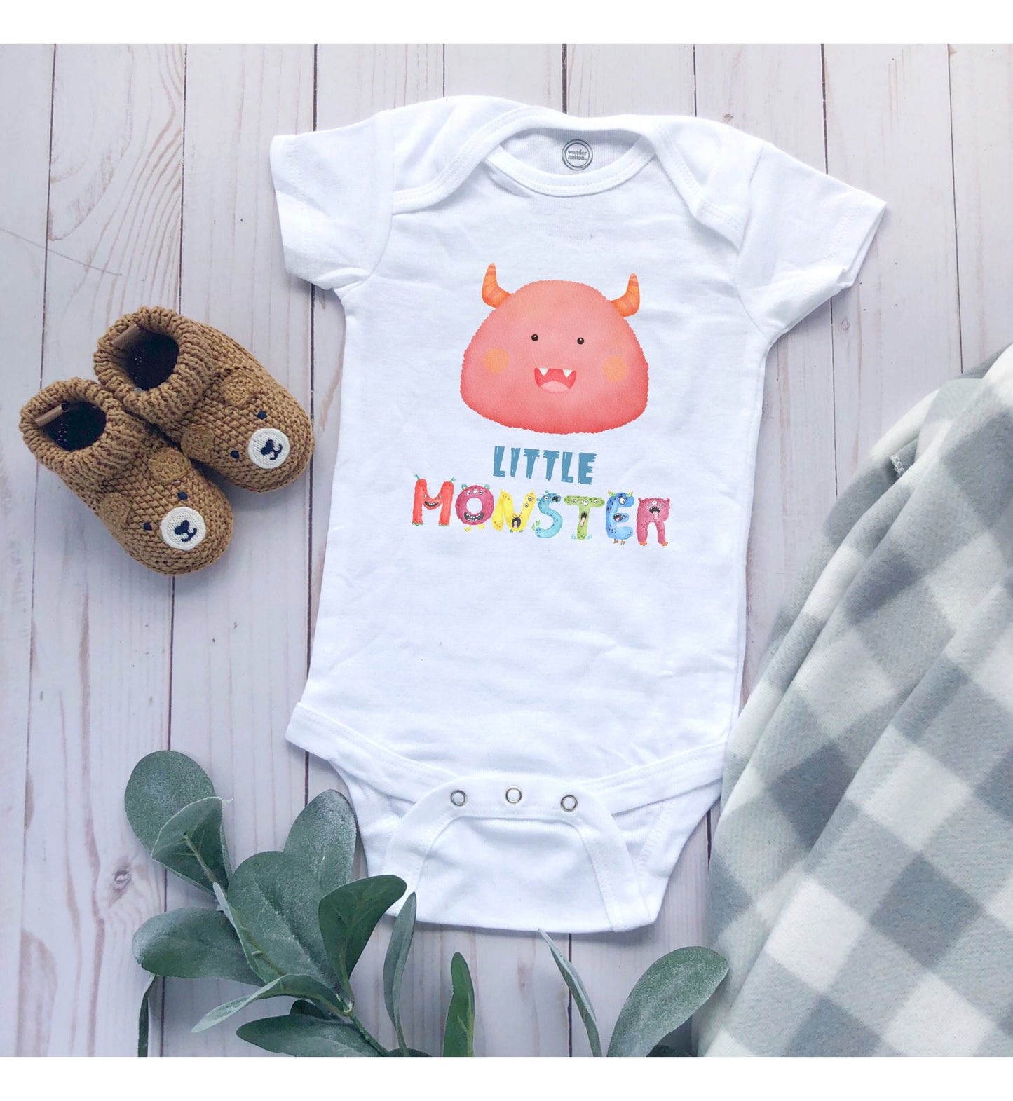Little Monster Baby Infant Fine Jersey Bodysuit, Cute Baby Shower Gift, Funny Baby Onesie, Adorable Pink Baby Monster Outfit
