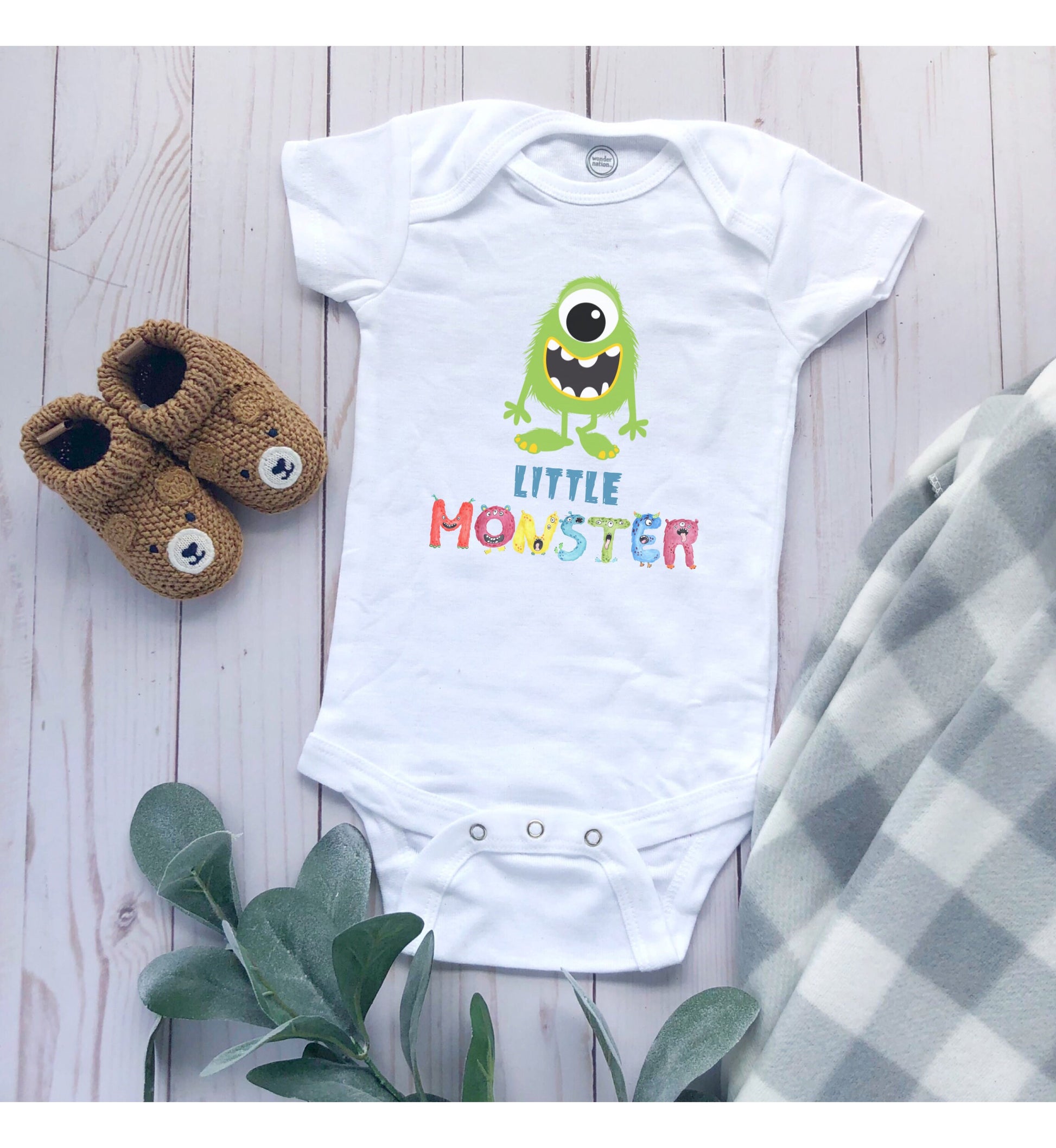 Little Monster Baby Infant Fine Jersey Bodysuit, Cute Baby Shower Gift, Funny Baby Onesie, Adorable Green Baby Monster Outfit
