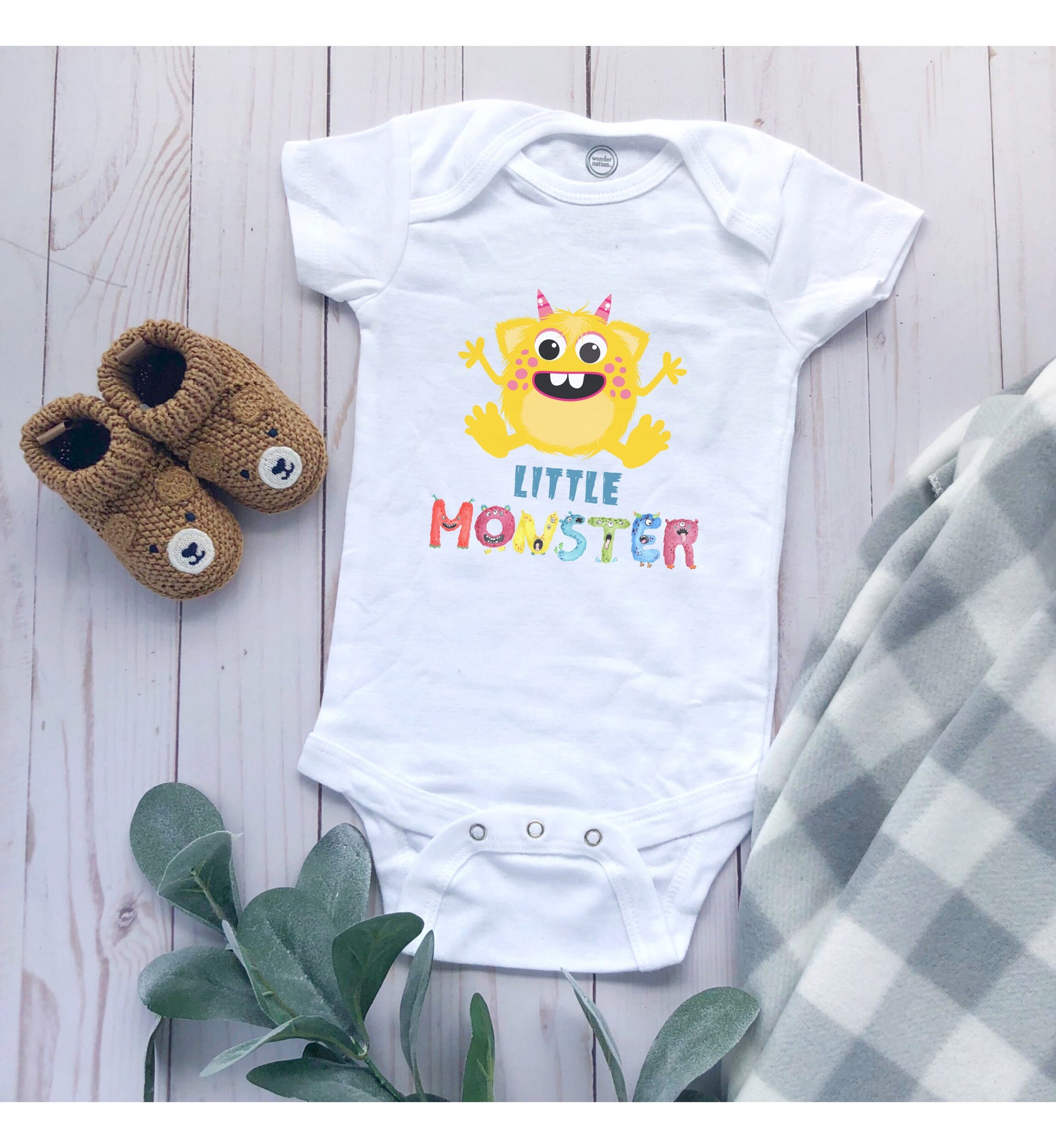 Little Monster Baby Infant Fine Jersey Bodysuit, Cute Baby Shower Gift, Funny Baby Onesie, Adorable Yellow Baby Monster Outfit