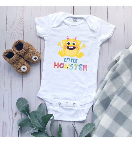 Little Monster Baby Infant Fine Jersey Bodysuit, Cute Baby Shower Gift, Funny Baby Onesie, Adorable Yellow Baby Monster Outfit