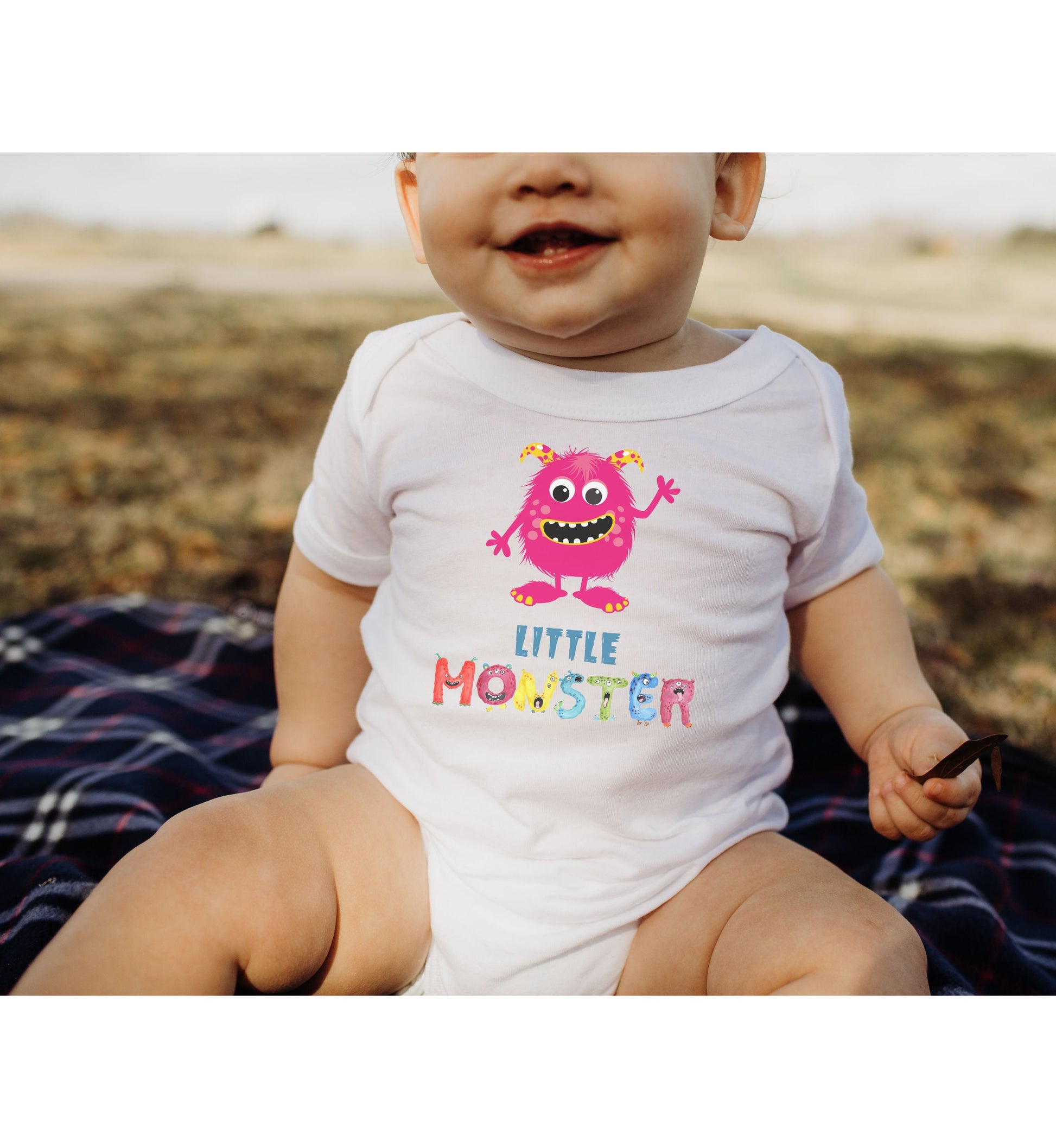 Little Monster Baby Infant Fine Jersey Bodysuit, Cute Baby Shower Gift, Funny Baby Onesie, Adorable Bright Pink Baby Monster Outfit