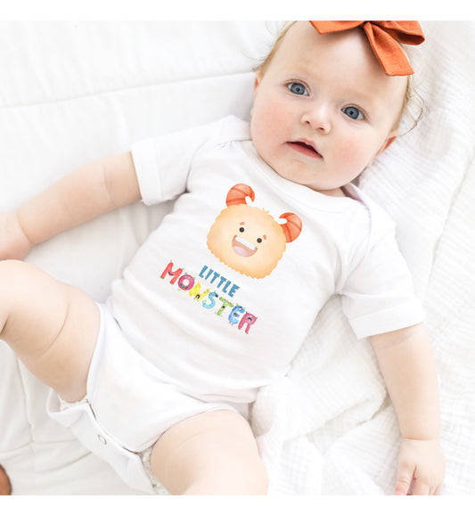 Little Monster Baby Infant Fine Jersey Bodysuit, Cute Baby Shower Gift, Funny Baby Onesie, Adorable Orange Baby Monster Outfit