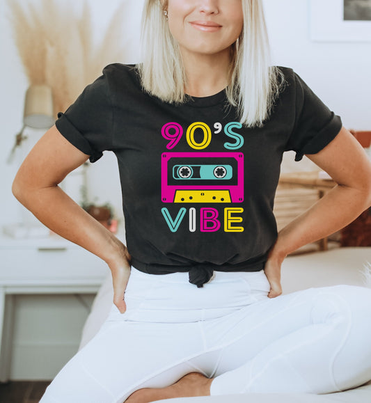90's Vibe Unisex Jersey Short Sleeve Tee, Fluorescent Neon Retro 90's T-Shirt for Men or Women, 90's Nostalgia Rap Tee
