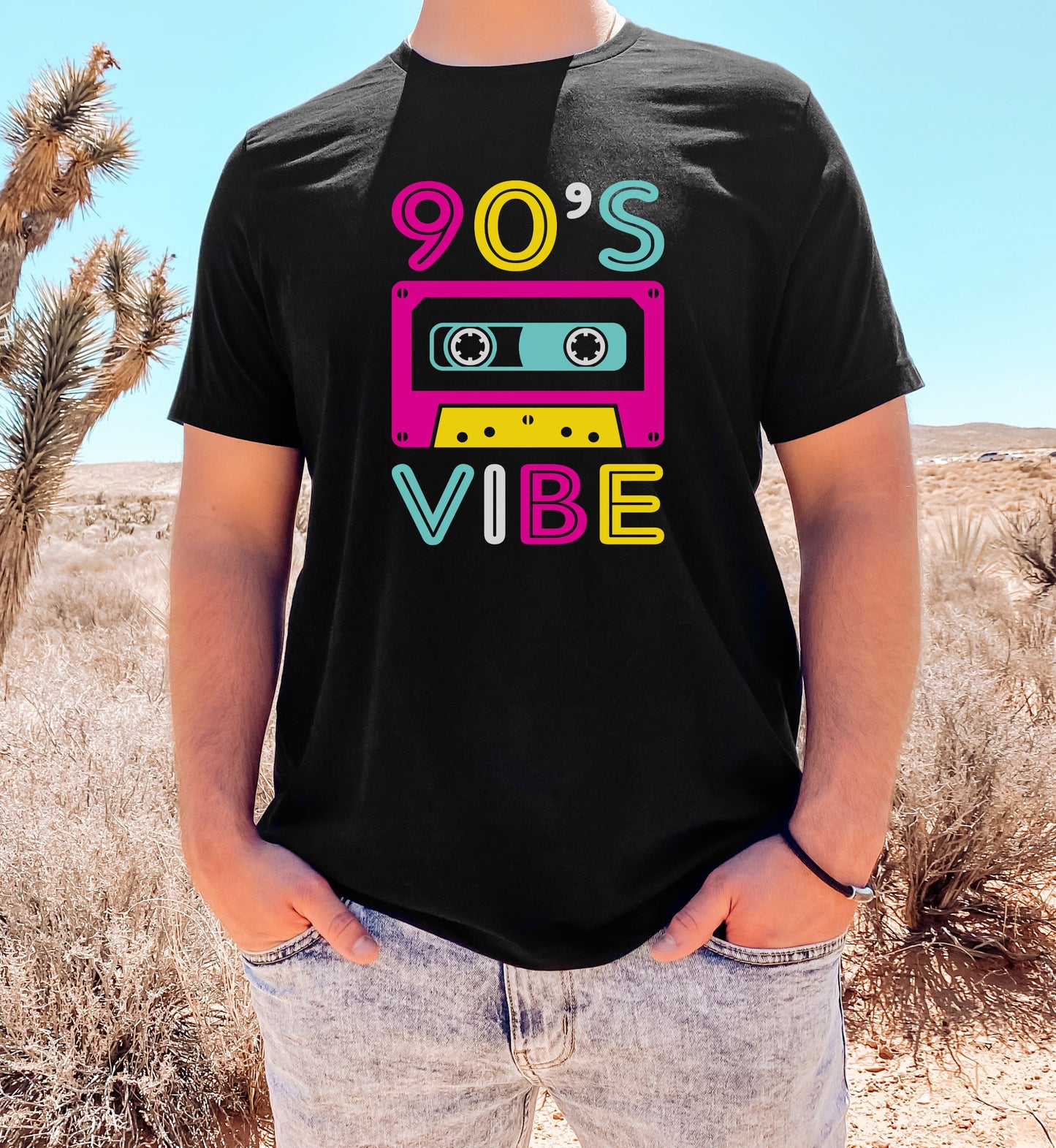 90's Vibe Unisex Jersey Short Sleeve Tee, Fluorescent Neon Retro 90's T-Shirt for Men or Women, 90's Nostalgia Rap Tee