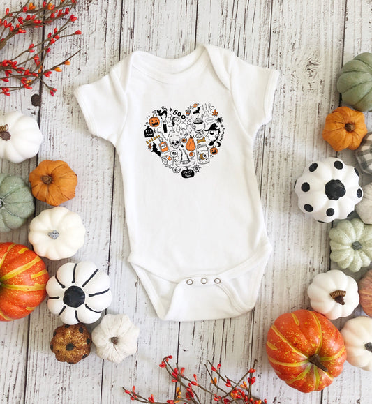 Halloween Heart Infant Fine Jersey Bodysuit, Boo Halloween Infant Onsie, Spooky Art Vibes Baby Onesie