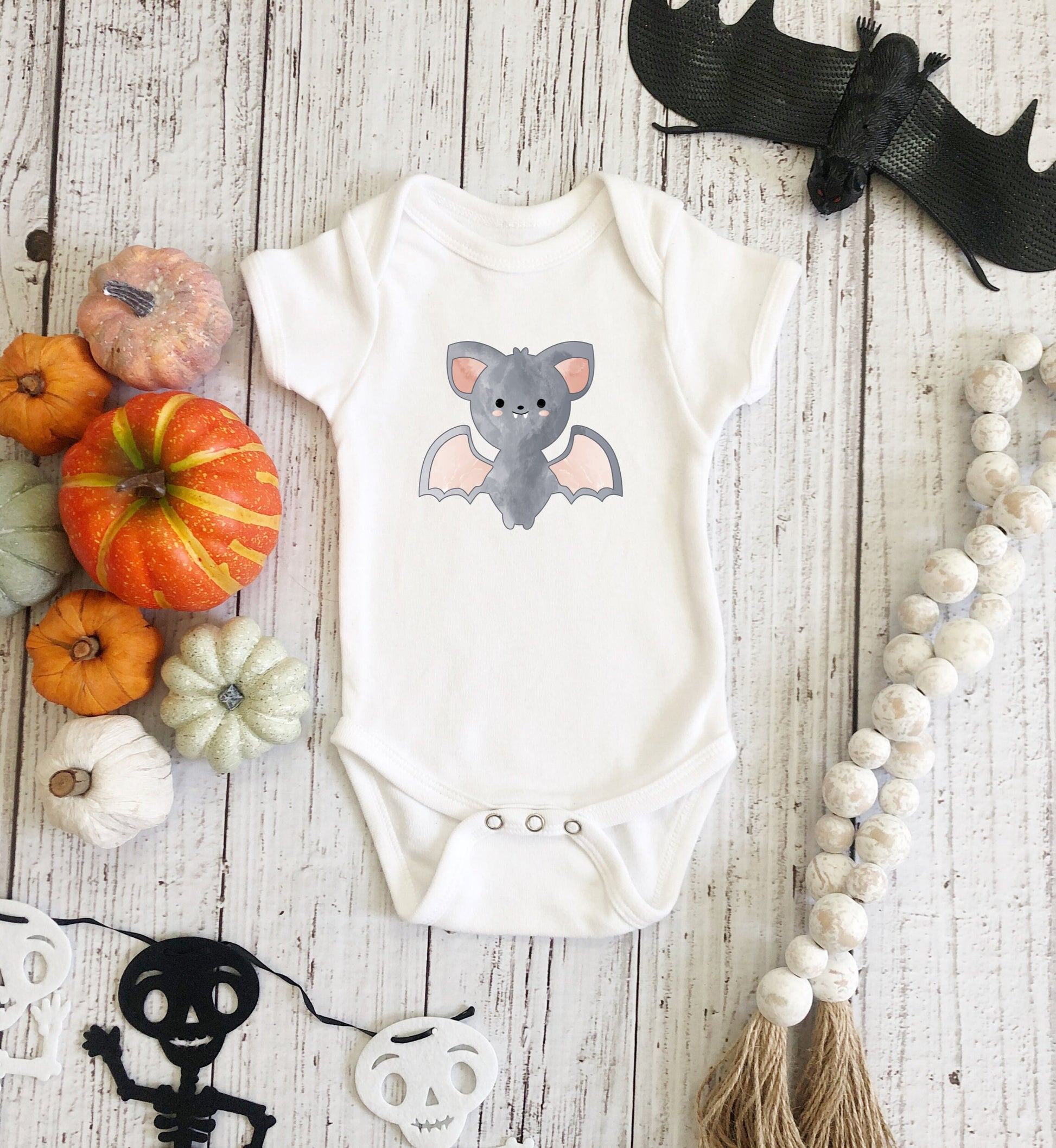 Watercolor Halloween Bat Infant Fine Jersey Bodysuit, Cute Baby Bat Fall Onesie, Bats Halloween Baby Onsie Gift