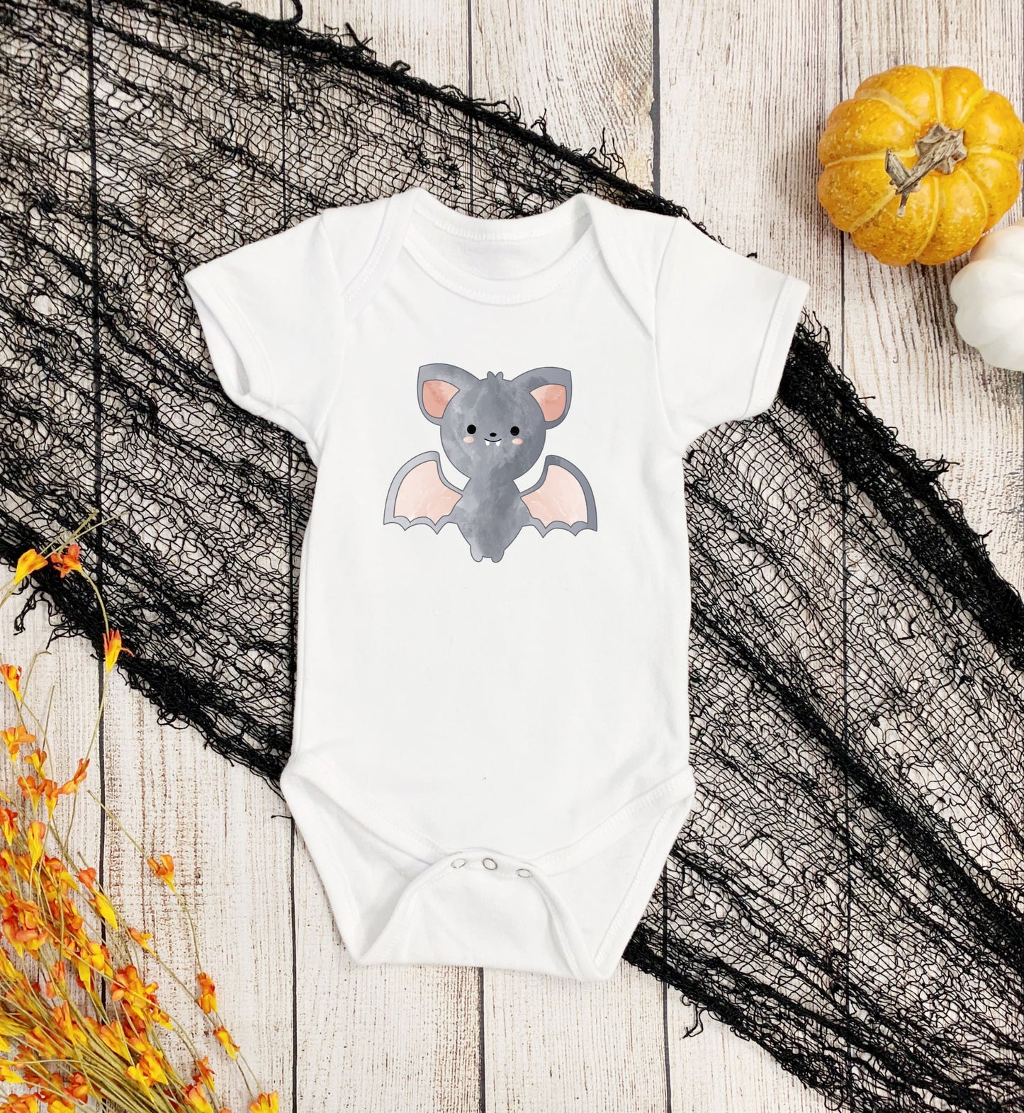 Watercolor Halloween Bat Infant Fine Jersey Bodysuit, Cute Baby Bat Fall Onesie, Bats Halloween Baby Onsie Gift