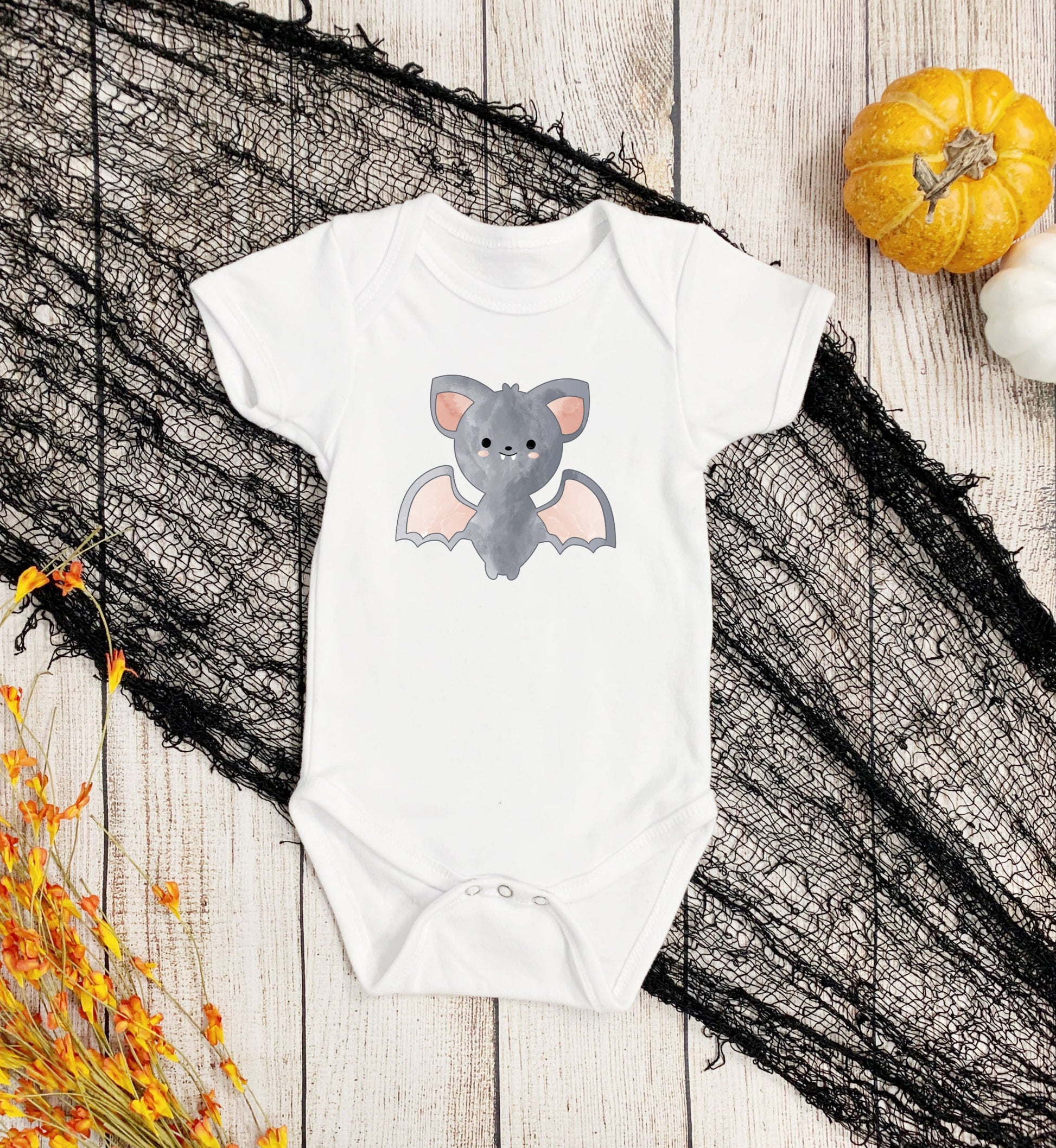 Watercolor Halloween Bat Infant Fine Jersey Bodysuit, Cute Baby Bat Fall Onesie, Bats Halloween Baby Onsie Gift